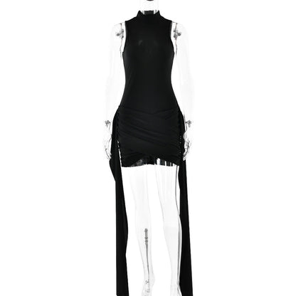 Spring Dress Sexy Solid Color round Neck Sleeveless Hip Bag Lace by Ragazza