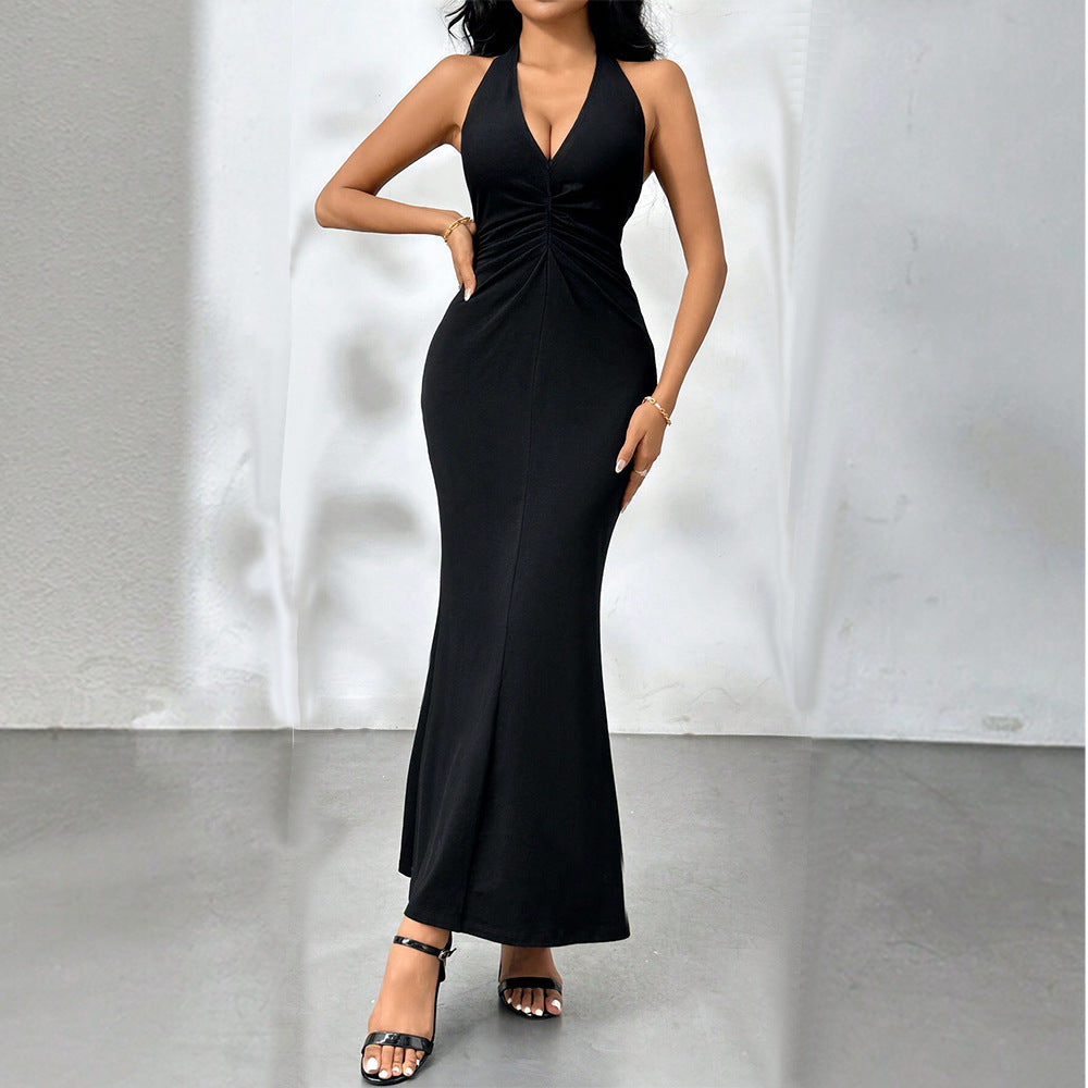 Sexy Backless Party Maxi Dress Elegant Party V Neck Halter Dress by Ragazza