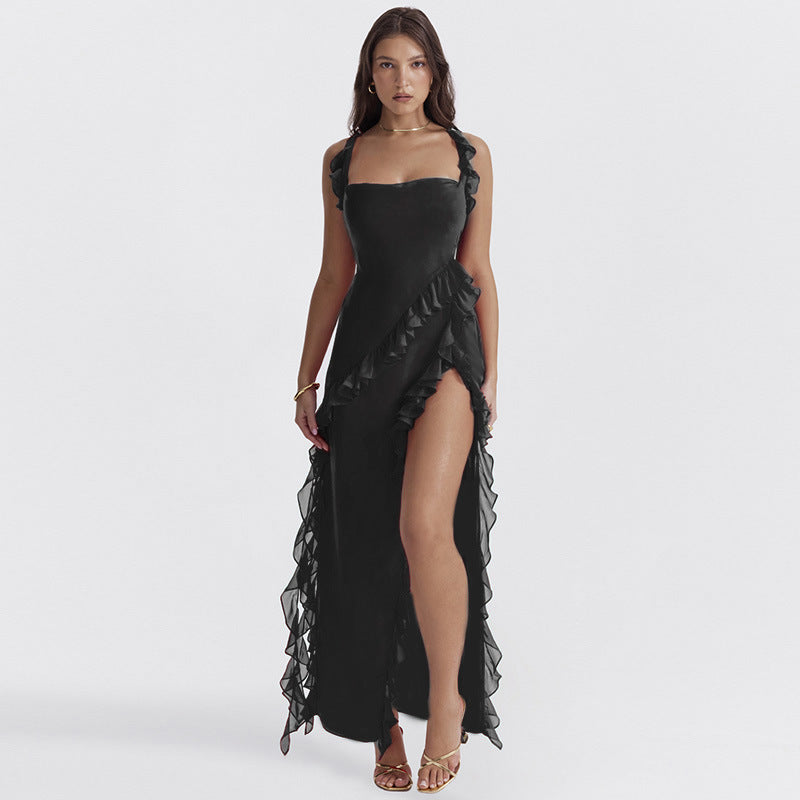 Spring Sexy Slim Fit High Slit Ribbon Sexy Cami Dress for Women by Ragazza