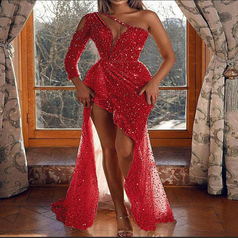 Fall Women Clothing Plus Color Sexy One Shoulder Cocktail Dress Hip Dress by Ragazza
