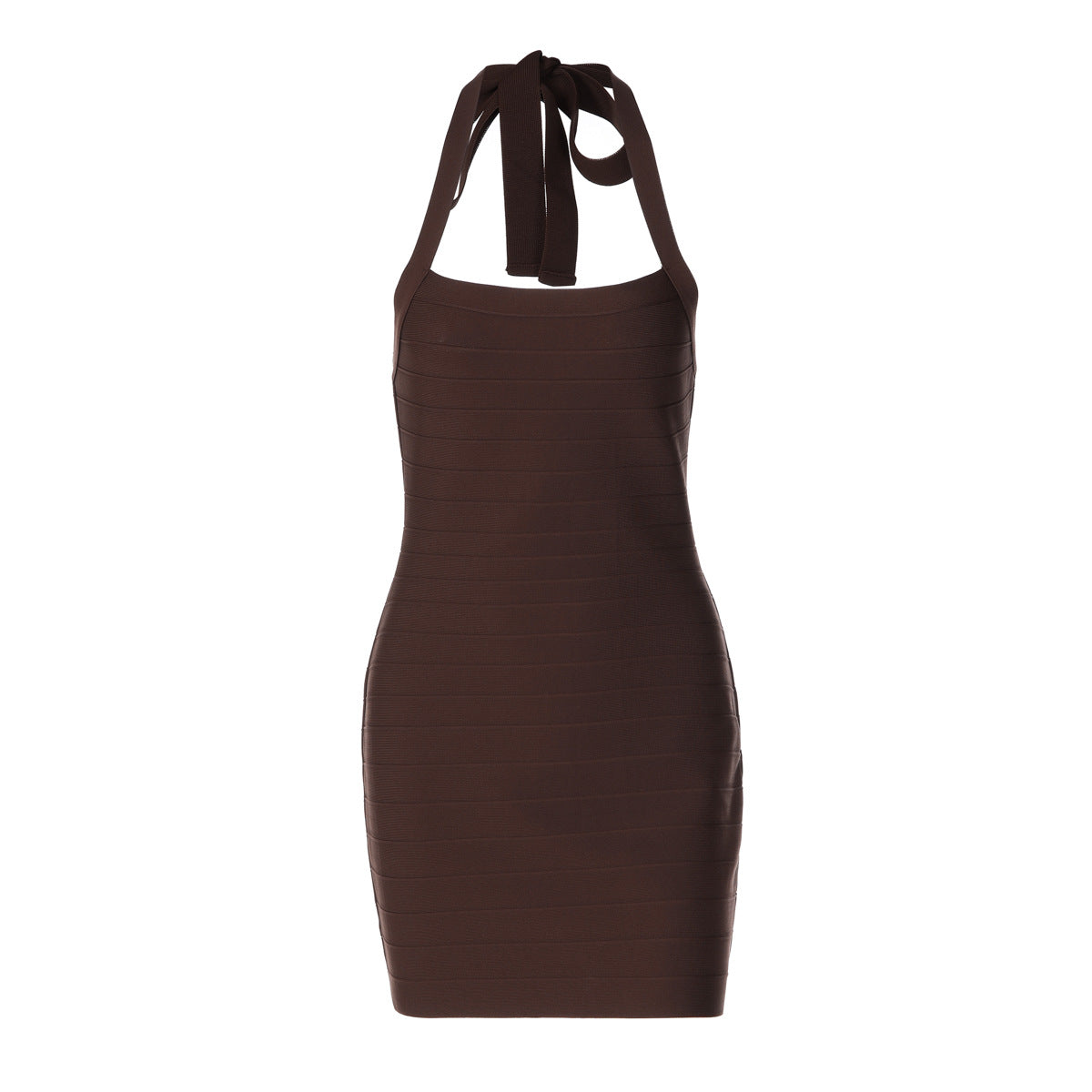 Women Sexy Backless Slim Fit Sheath Solid Color Halter Zipper Dress  DestGlow