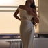 Women off Shoulder Dress Sexy Backless Satin Dress Light Luxury Dress Elegant Fishtail by Ragazza