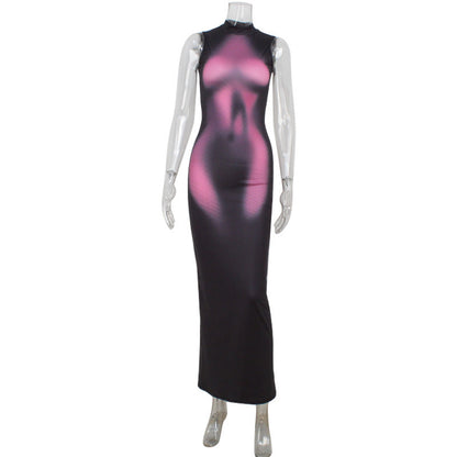 Sexy Women Clothing Cool Handsome 3D Printed Sleeveless Slim Fit High Elastic Dress Sheath Dress for Women by Ragazza