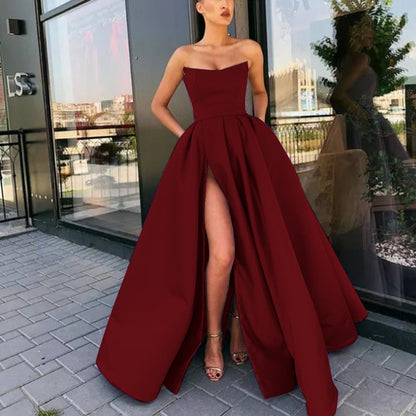 Dress Performance Dress Sexy Tube Top Split Long Cocktail Host Evening Dress by Ragazza