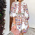 Spring Women Clothing V neck Lantern Sleeve Printed Waist Slimming Dress by Ragazza