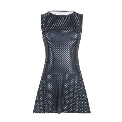 Women Polka Dot Dress Summer Sleeveless Casual Retro Sexy Mini Sleeveless Cinched Short Dress by Ragazza