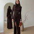 Fall Winter Women High Collar Long Sleeve Stitching Lace up Waist Controlled Slim Fit Solid Color Dress Women by Ragazza