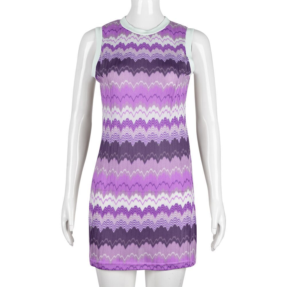 Women Clothing Spring Pattern Print round Neck Contrast Color Sexy Dress by Ragazza