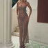 French Sequined Sexy Evening Party Slim Strap Women Micro Revealed Back Maxi Dress  DestGlow