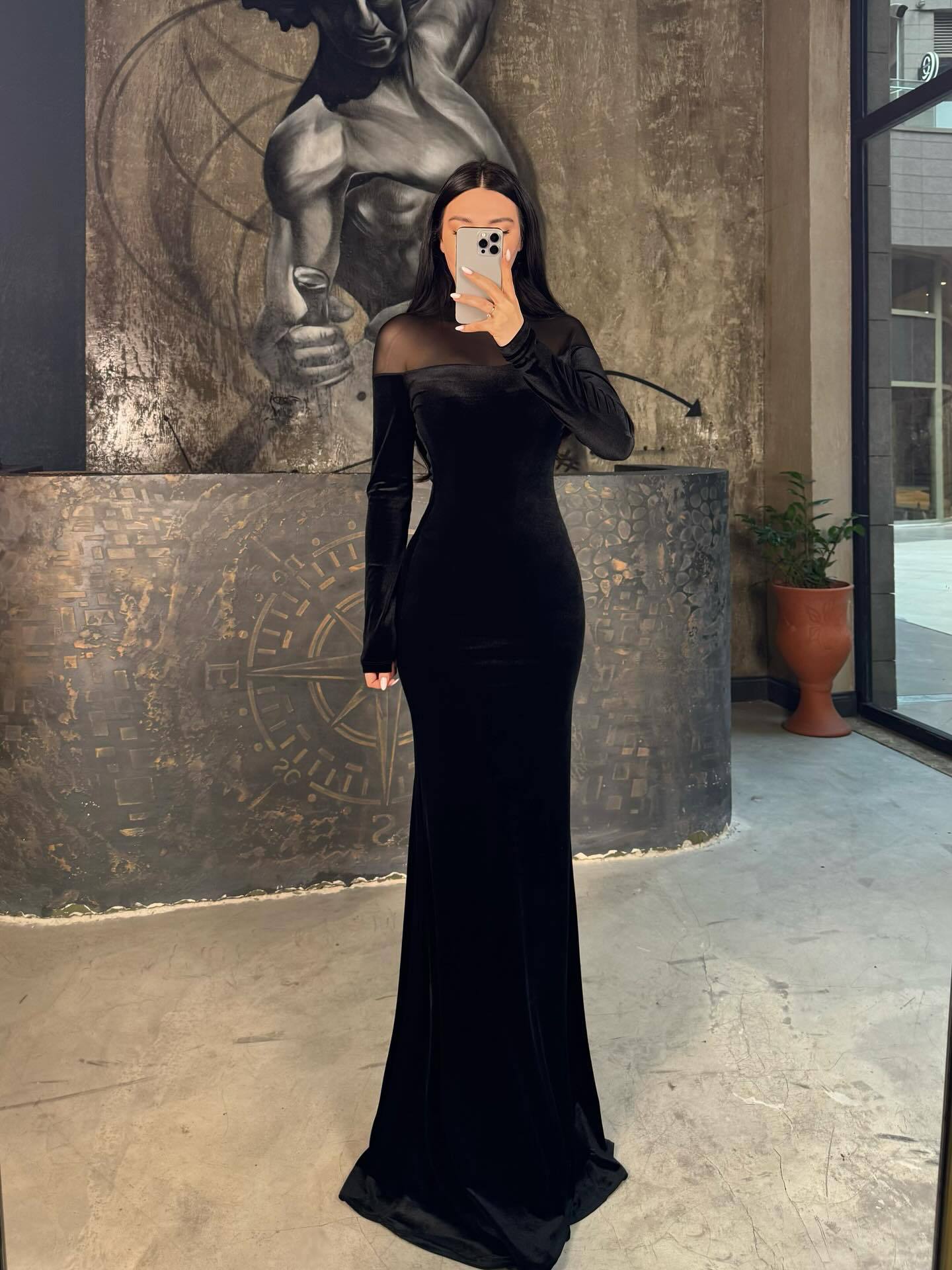 Autumn Winter Women Clothing Velvet Stitching Hip Dress  DestGlow
