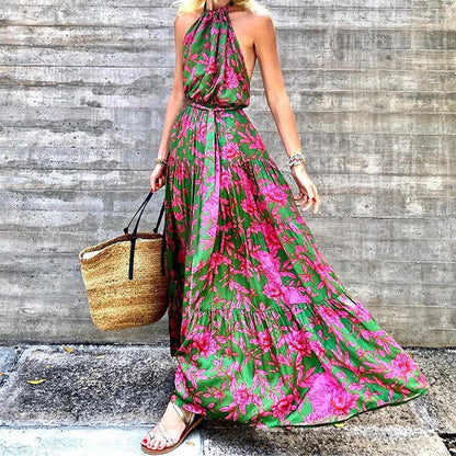 Summer Women Halter Sexy Backless Print Dress by Ragazza
