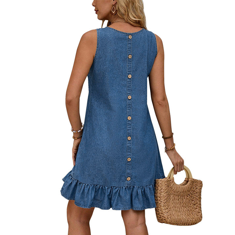 Women Clothing Summer Sleeveless Denim Dress by Ragazza