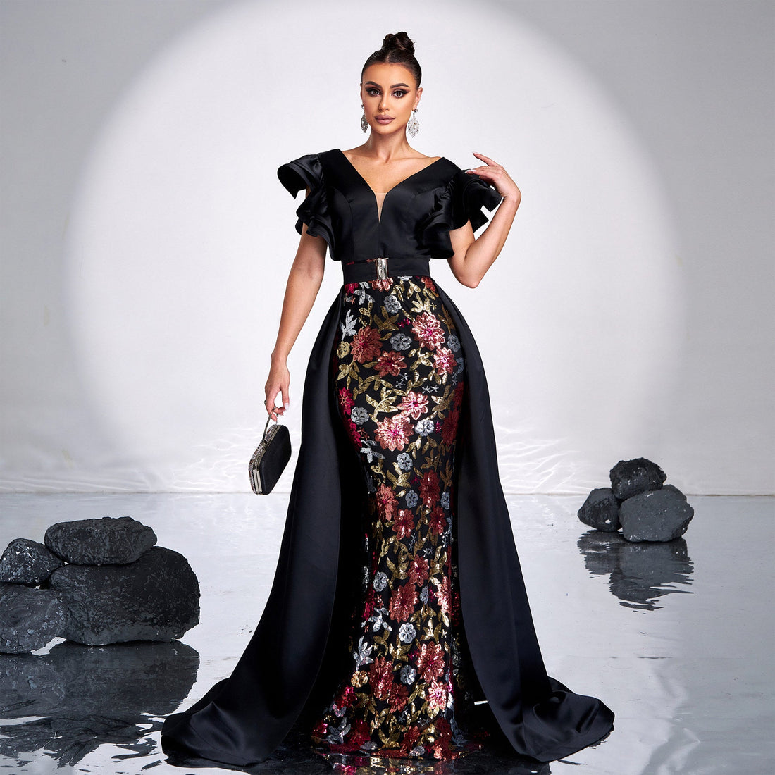 Women Clothing Advanced Sleeveless V neck Slim Fit Sheath Sequined Cocktail Fishtail Evening Dress Dress by Ragazza