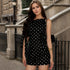 Women Summer Retro Dots Sleeveless Slim Fit One Side Lace off Shoulder Short Dress by Ragazza