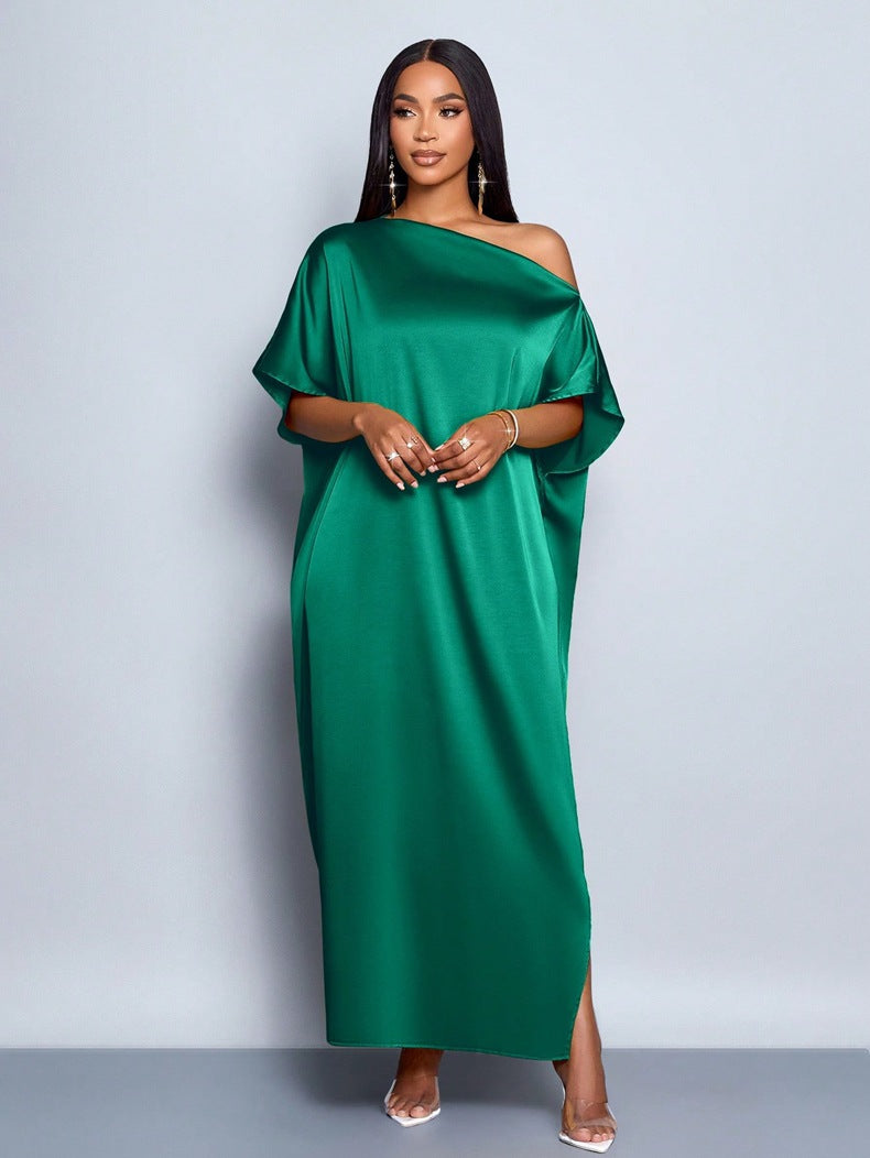 Women Clothing Early Autumn Satin Dress Yellow Satin Maxi Dress by Ragazza