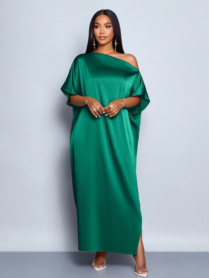 Women Clothing Early Autumn Satin Dress Yellow Satin Maxi Dress by Ragazza