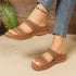 Hollow Out Cutout Embroidered Platform Peep Toe Slippers Women Lightweight Sewing Thread Wedge Beach Slippers  DestGlow
