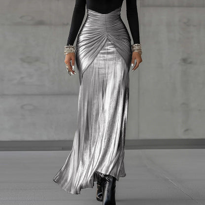 Winter Women Clothing Fashionable Elegant Long Sleeve Stitching Ruffle Waist Tight Elegant Dress by Ragazza
