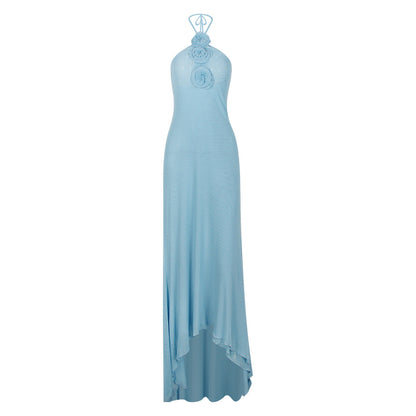 Women Clothing Mesh Halter Floral Backless Dress Mop Evening Dress Halter Dress Sweet Spicy by Ragazza
