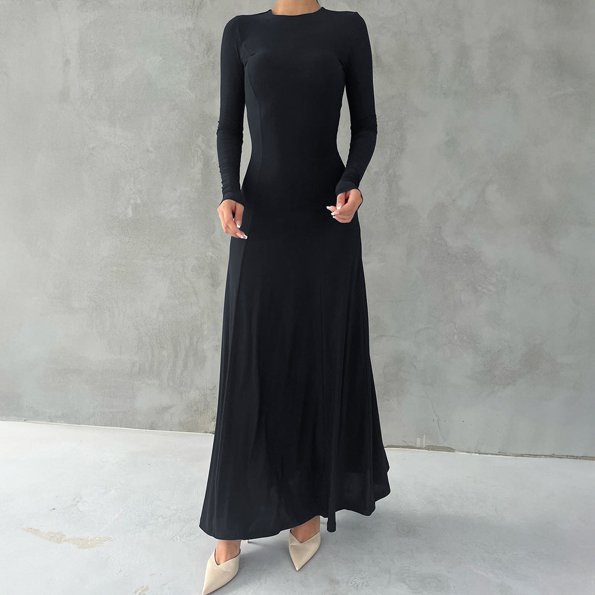 Women Clothing Autumn Elegant Long Sleeve Narrow Maxi Dress by Ragazza