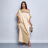 Women Clothing Early Autumn Satin Dress Yellow Satin Maxi Dress by Ragazza