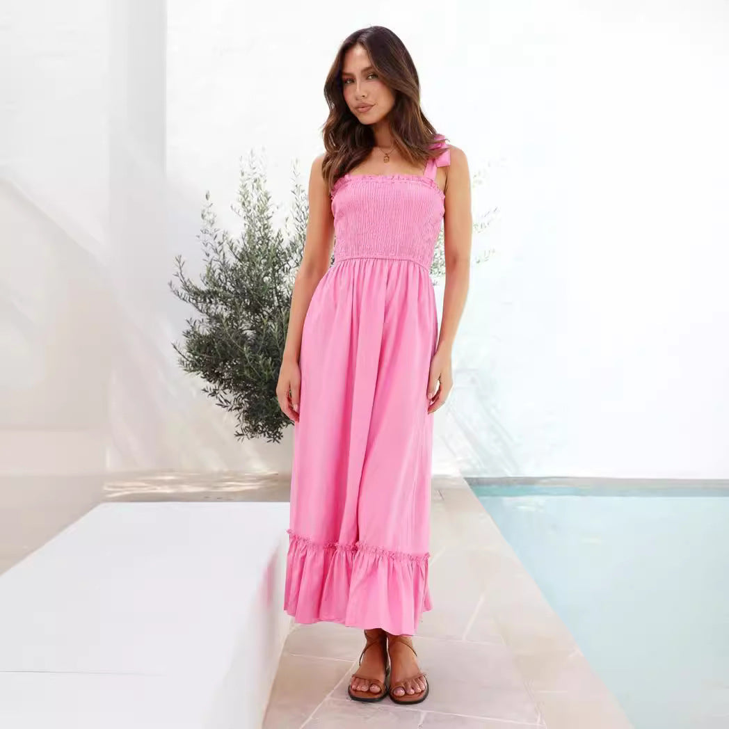 Fresh Sweet Simple Solid Color Sling Dress by Ragazza