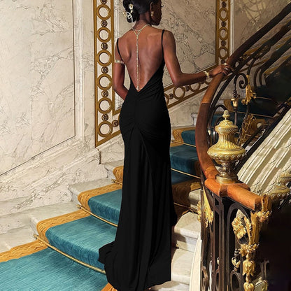 Women Clothing Camisole off Neck Sexy Backless Slim Fit Maxi Dress by Ragazza