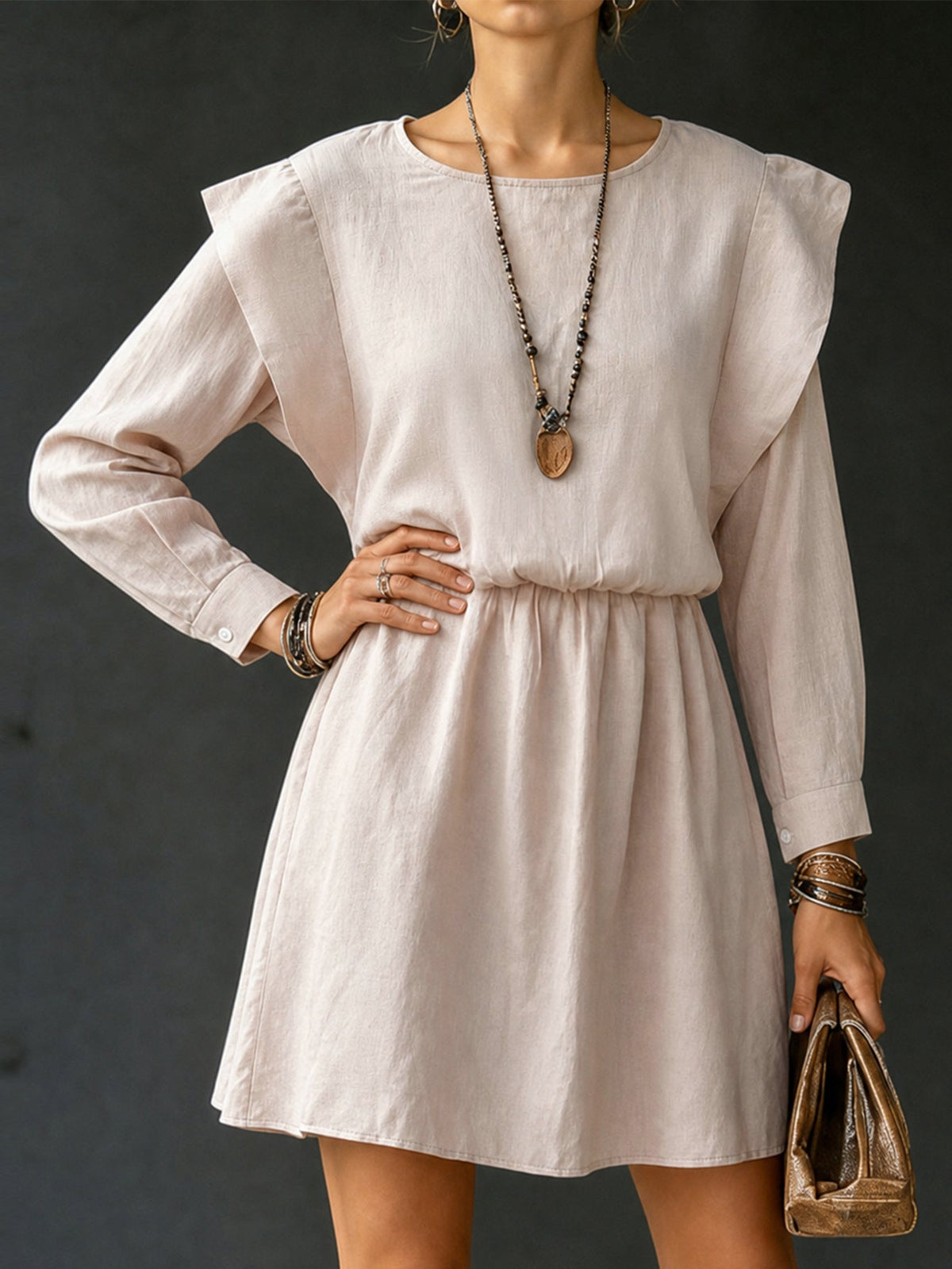 Women Clothing Sweet Elegance Padded Shoulder Dress  DestGlow