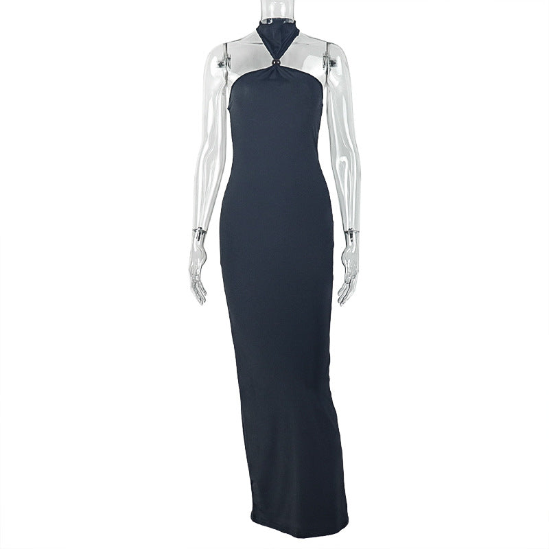 Solid Color Women Curve Slim Hip Dress Halter Bandeau Sexy Elegant Dress by Ragazza