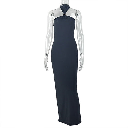 Solid Color Women Curve Slim Hip Dress Halter Bandeau Sexy Elegant Dress by Ragazza