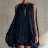 Sleeveless Pleated Dress Women Loose Big Hem A line Girl Dress Holiday Dress  DestGlow