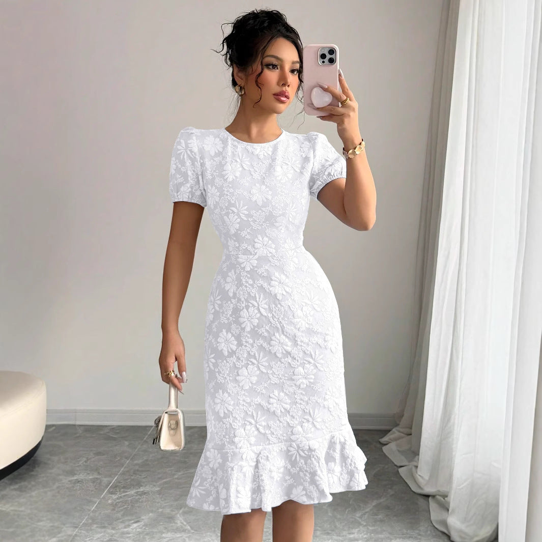 Summer Slim Fit Sheath Knee Length Office Casual All Matching Dress by Ragazza