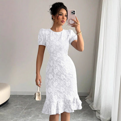Summer Slim Fit Sheath Knee Length Office Casual All Matching Dress by Ragazza