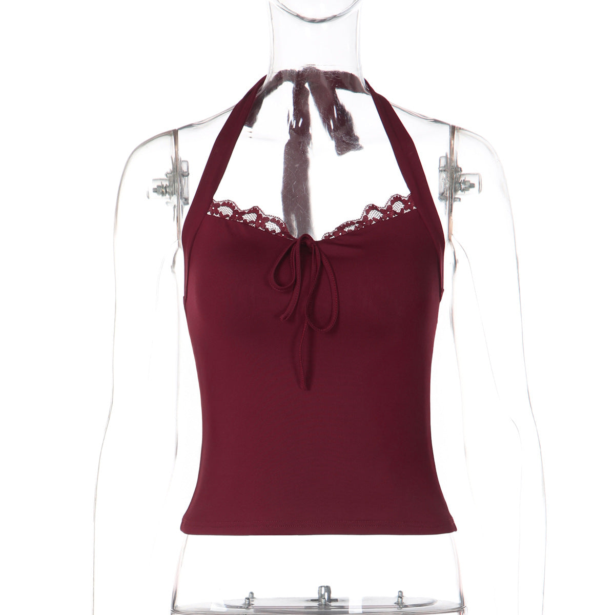 Women Clothing Winter Sexy Lace Stitched Backless Lace up Tube Top by Ragazza