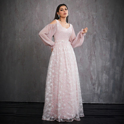 Slim Fit Ball Dress Floral Tight Waist Maxi Dress Ball Party Adult Formal Dress Daily Evening Dress by Ragazza