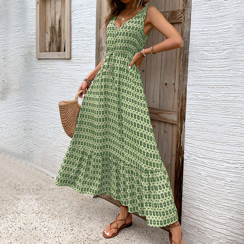 Summer Women Rhombus Prints Sleeveless Dress by Ragazza
