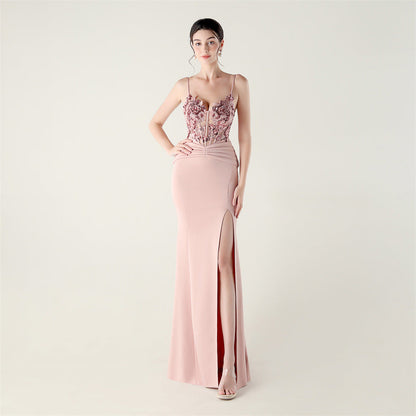 Satin Cloth Applique Bead Tube Boning Corset Waist Tight Folding Craft Evening Dress Strapless Sexy Dinner Social by Ragazza
