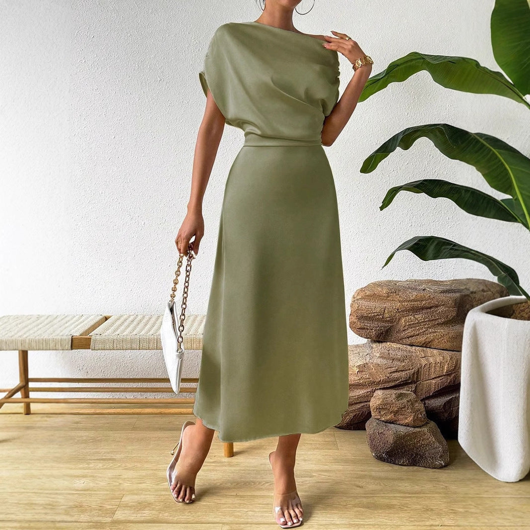 Women Clothing Trendy Summer Satin Satin Women Summer Dress Tight Jumpsuit Long Dress by Ragazza