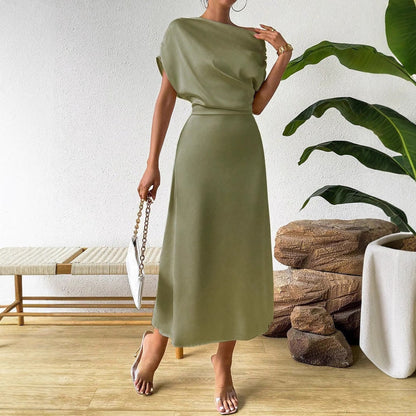 Women Clothing Trendy Summer Satin Satin Women Summer Dress Tight Jumpsuit Long Dress by Ragazza