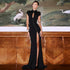 Autumn Winter Women Clothing Solid Color Stand Collar Sexy Cutout Slit Slim Fitting Short Sleeve Elegant Dress by Ragazza