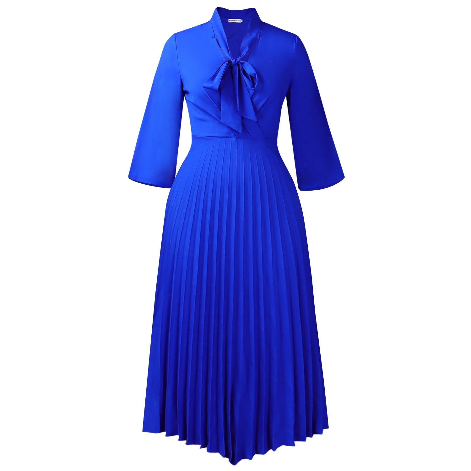 Three Quarter Sleeve Lace up Elegant Asymmetric Dress Pleated Dress by Ragazza