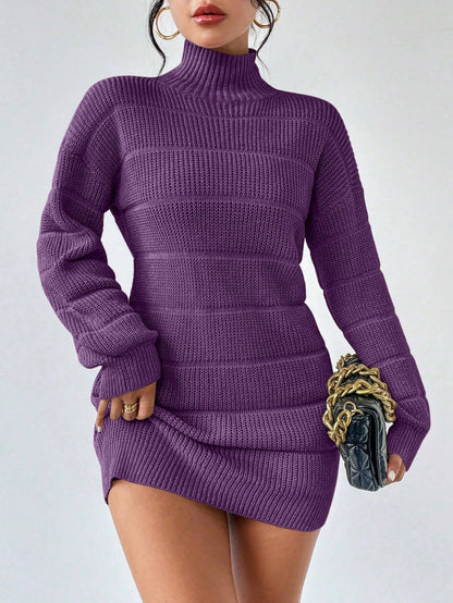 Autumn Winter Half Turtleneck Knitted Dress Women Clothing Fashionable Solid Color All Matching Sexy Hip Dress by Ragazza