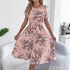 Women Clothing Spring Summer Elegant Floral Batwing Sleeve Lace up Cinched Waist Pleated by Ragazza