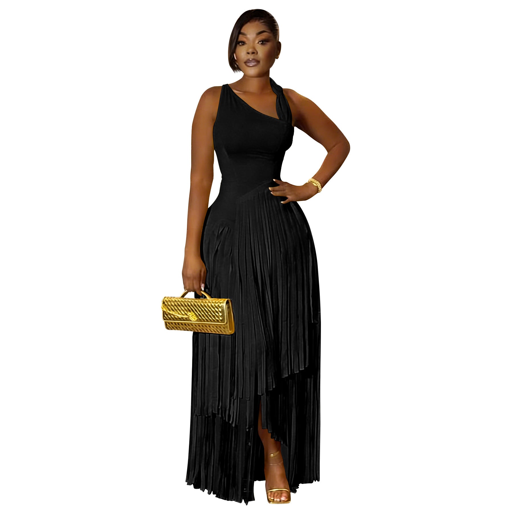 Women Clothing Solid Color Tassel Dress Elegant Slim Dress  DestGlow