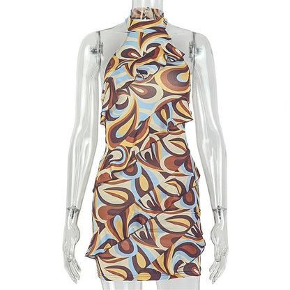 Casual Daily Women Clothing Waist Controlled Halter Turtleneck Sleeveless Color Short Hip Dress  DestGlow