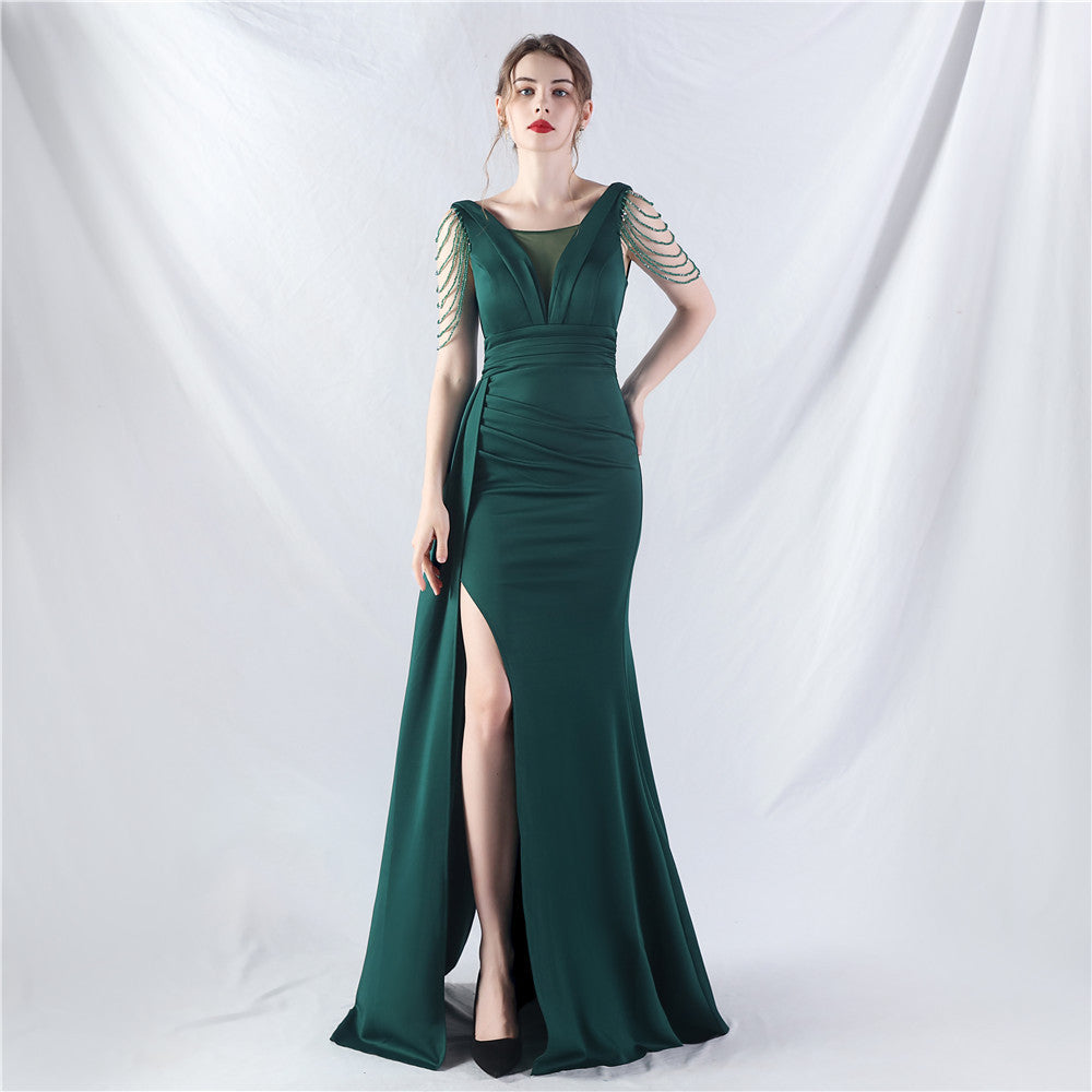Total Satin Folding Craft Craft Beaded Evening Dress by Ragazza
