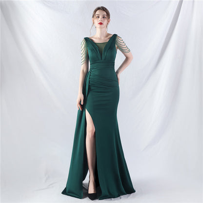 Total Satin Folding Craft Craft Beaded Evening Dress by Ragazza