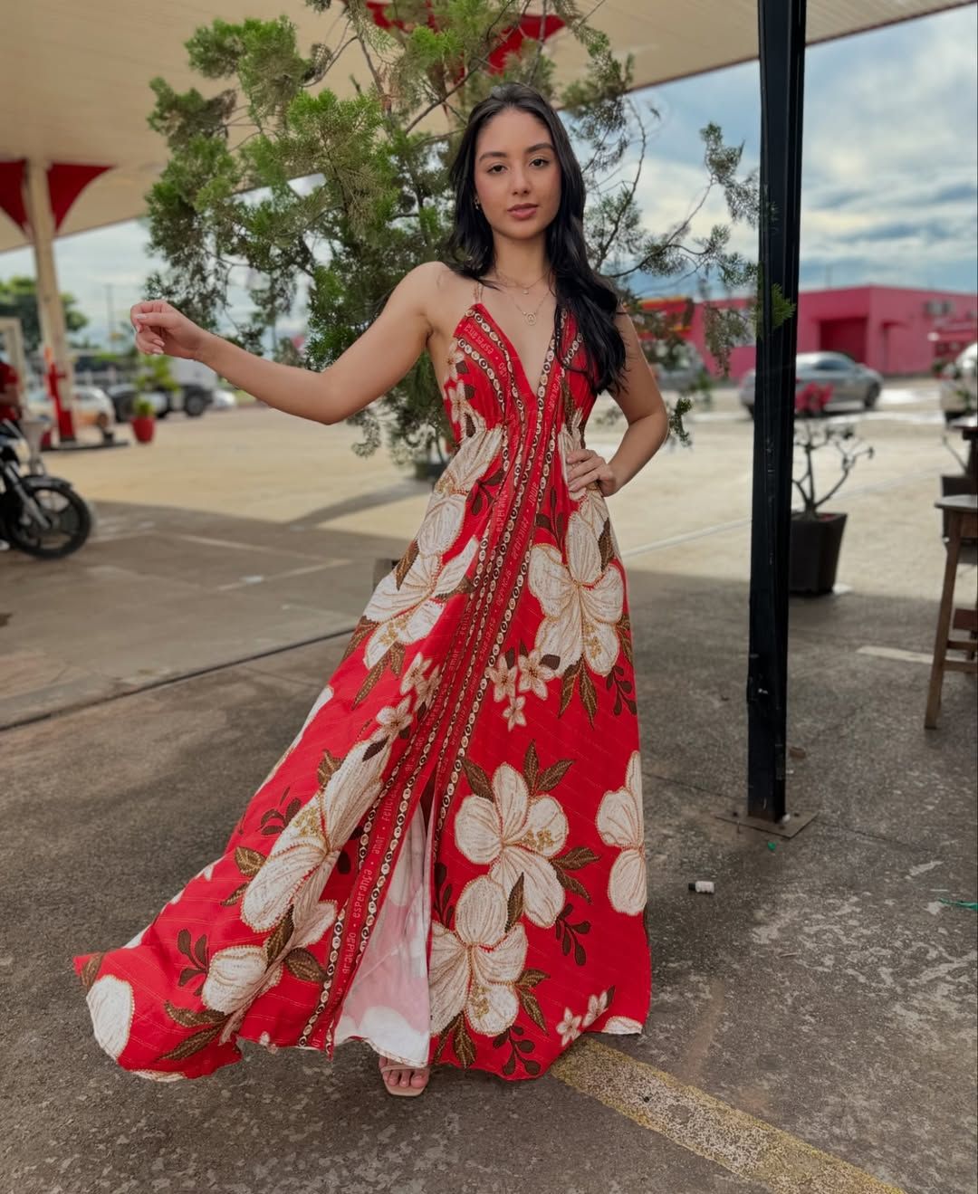 Spring Summer off the Shoulder V neck Women Clothing Spaghetti Strap Floral Print Fairy Long Elegant Dress Large Swing Dress  DestGlow