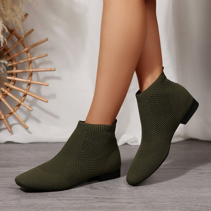 Women Boots Knee High Black Boots Women Ankle Boots Mid Calf Pointed Toe Boots High Heel Boots Women Shoes Flying  DestGlow