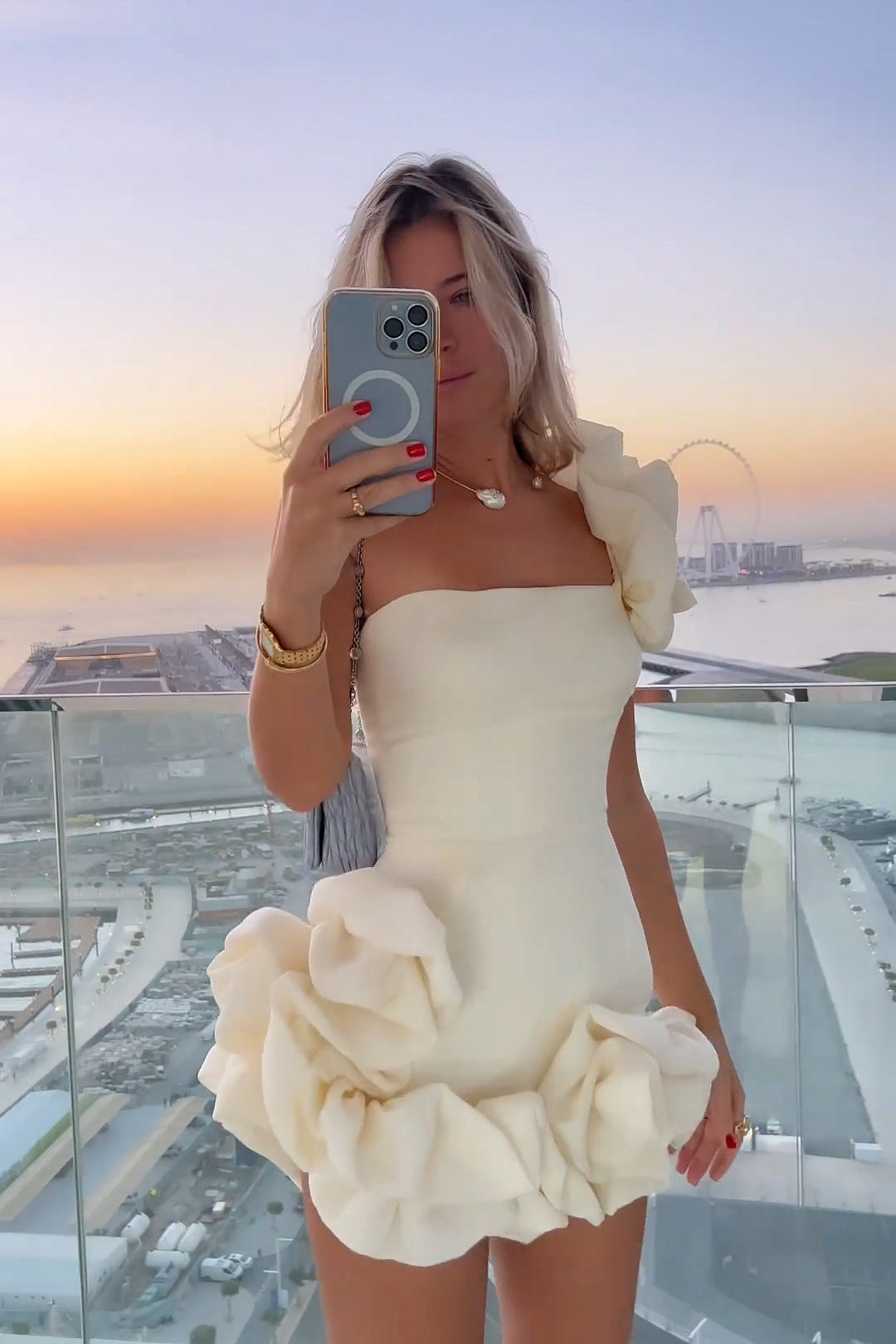 Summer Women Clothing Dress Ruffled Bud Waist Dress One Shoulder Tube Top Hip Dress  DestGlow